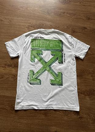 Чоловіча футболка off white біла з принтом s-m