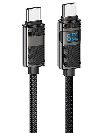 Дата кабель hoco u137 line with display type-c to type-c 60w (1.2m) black