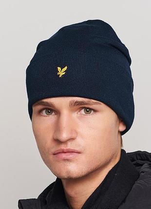 Lyle and scott beanie dark navy he960arc z271 шапка унисекс оригинал темно-синяя