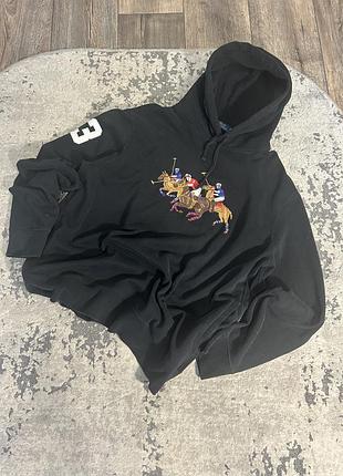 Чоловіче худі polo ralph lauren з великим логотипом, чорне