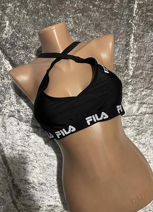 Чорний спортивний топ fila, чорний верх від купальника fila, розмір s-м