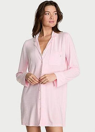 Нічна сорочка жіноча victoria's secret modal button-front sleepshirt рожева m
