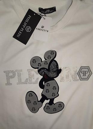 Світшот philipp plein білий з міккі маусом