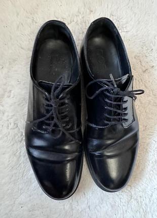 Шкіряні чорні дербі cos black derbies leather 7