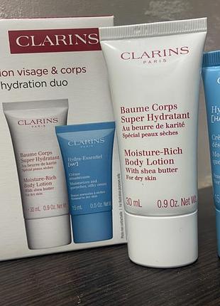 Жіночий подарунковий набір clarins hydra-essentiel та moisture-rich body lotion