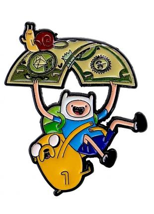 Значок время приключений adventure time finn and jake one dollar брошка финн джейк один доллар улитка мультфильм cartoon network мультик пин