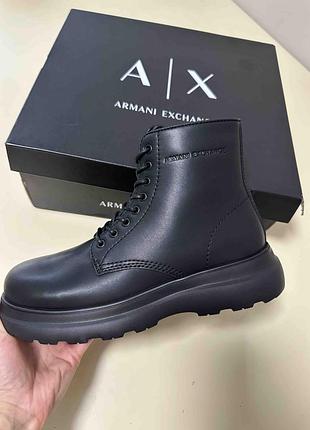 Черевики чоловічі armani exchange чорні шкіряні
