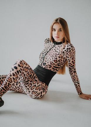 Жіночий леопард спортивний комбінезон з довгим рукавом для йоги фітнесу танців спорту6 фото