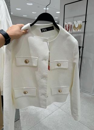 Жакет жіночий zara твідовий xs білий