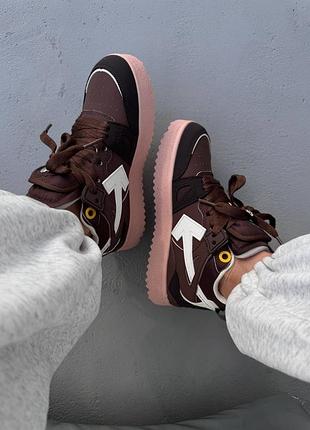 Кроссовки женские off w hite sponge mid top | brown / white premium