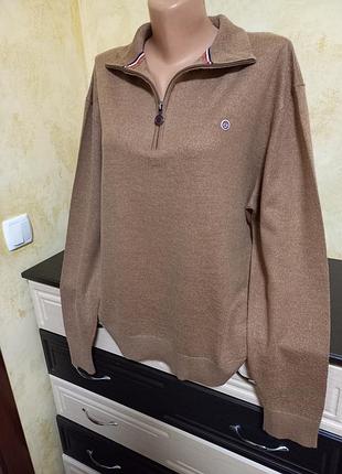 Свитер zip 50% шерсть serge blanco xl-xxl цвет camel 🐪 французский бренд