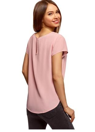 Красивая свободная блуза из вискозы с коротким рукавом zebra размер 38 m розовая пудра2 фото