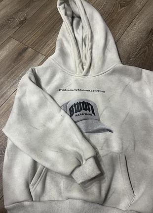 Спортивне худі jth studio для підлітків, сіре, на плюші, на зріст 130 см