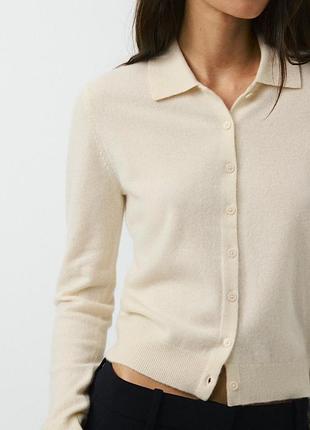 Кардиган женский massimo dutti поло из 100% шерсти молочный