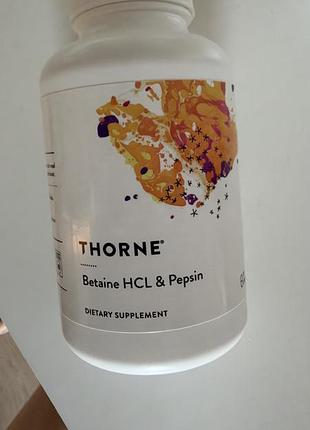 Біологічно активні речовини thorne betaine hcl & pepsin 225 капсул