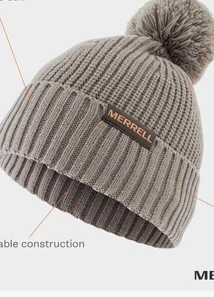 Шапка merrell в'язана з помпоном сіра