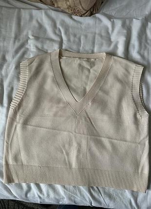 Жіночий в'язаний жилет zara бежевий