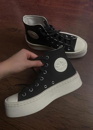Кеди converse високі на платформі чорні 7