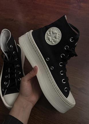 Кеди converse високі на платформі чорні 5