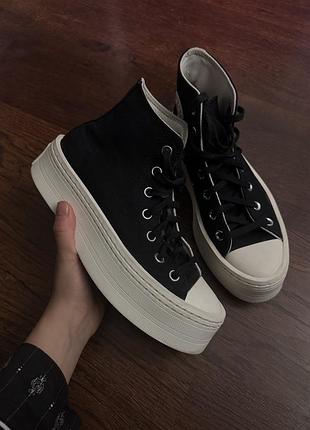 Кеди converse високі на платформі чорні 4