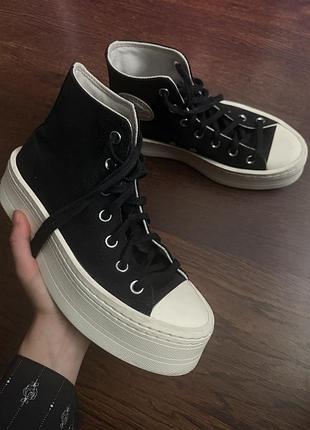 Кеди converse високі на платформі чорні