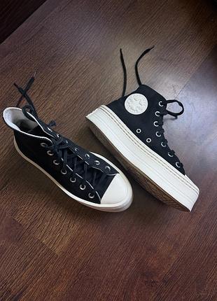 Кеди converse високі на платформі чорні 2