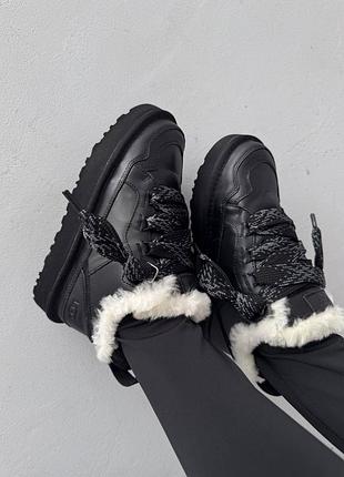 ❄️ женские угги ugg lowmel sneakers black leather premium