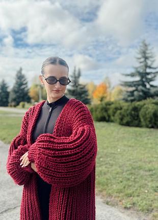 Жіночий кардиган бордовий 2