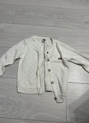 Кофта для дівчинки petit bateau біла на ґудзиках