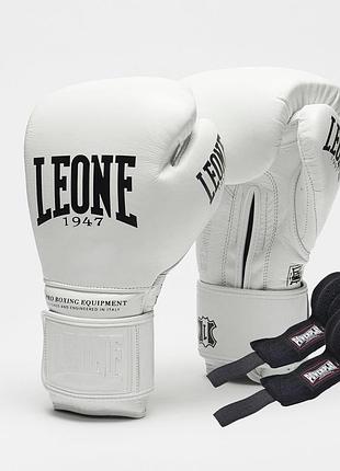 Боксерські рукавиці leone gn111 the greatest white 16 унцій (бинти 4 м. в комплекті)