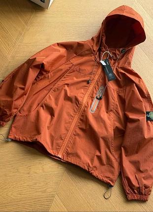 Чоловіча вітровка stone island з капюшоном теракотова l