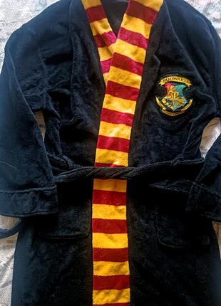 М’який чорний домашній халат harry potter hogwarts унісекс ,розмір універсальний