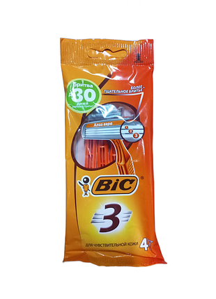 Одноразові станки для гоління bic 3 sensitive 4 шт