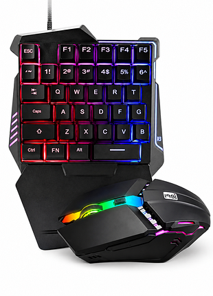 Игровая клавиатура одноручная с мышкой rgb g506 usb, геймерский набор