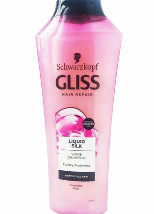 Шампунь для блеска gliss liquid silk для ломких и тусклых волос, 400 мл