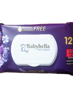 Салфетки влажные babybella super soft с клапаном 120 шт.