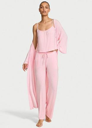 Піжама жіноча victoria's secret sosoft modal комплект-трійка рожева