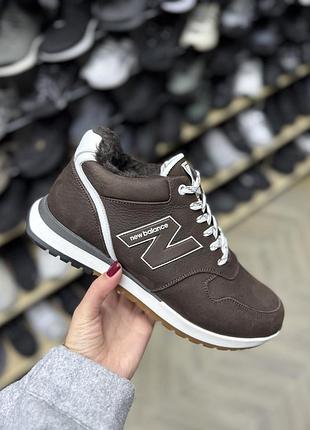 ❄️ зимові шкіряні черевики new balance чоловічі коричневі