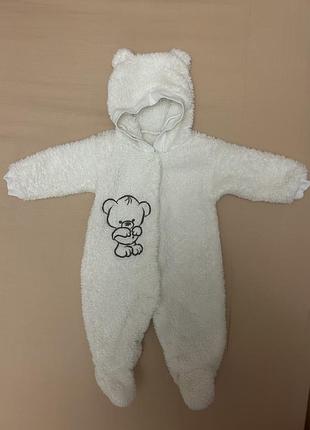Чоловічок дитячий білий з капюшоном-ведмедиком🐻🤍