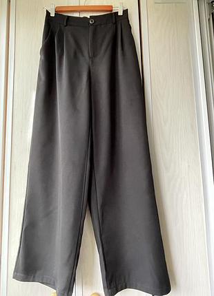 Жіночі чорні штани палаццо 2xl, ua 46–48, широкі, висока посадка, зріст 175 см