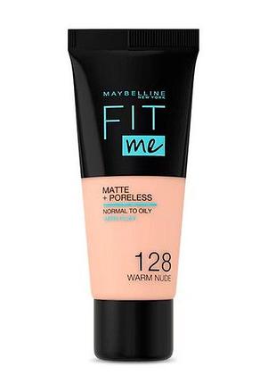 Матувальний тональный крем maybelline new york fit me! matte + poreless foundation 128 warm nude 30 мл