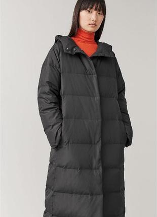 Пальто-пуховик жіноче cos hooded long puffer coat black