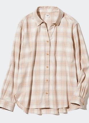 Фланелевая рубашка uniqlo, хлопок+вискоза