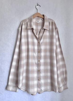 Фланелевая рубашка uniqlo, хлопок+вискоза 5