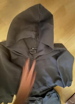 Спортивний костюм zara графітовий двійка з худі