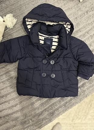 Куртка дитяча для хлопчика gap стьобана темно-синя з капюшоном
