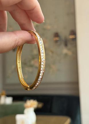 Браслет жіночий christian dior вінтажний позолочений з кристалами 16-16,5 см