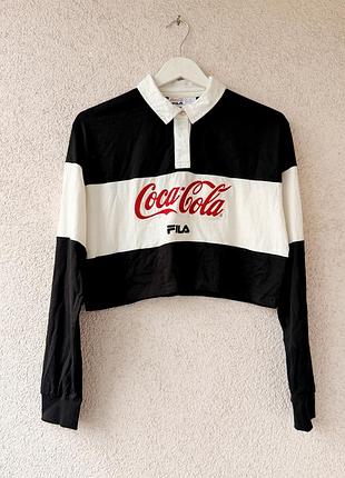 Укороченный женский лонгслив-регбийка fila × coca-cola