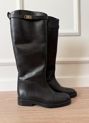 Чоботи жіночі massimo dutti шкіряні чорні 39 розмір