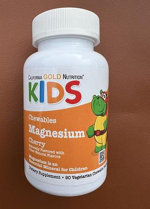 Біологічно активна речовина california gold nutrition kids magnesium жувальні таблетки для дітей вишня 90 шт